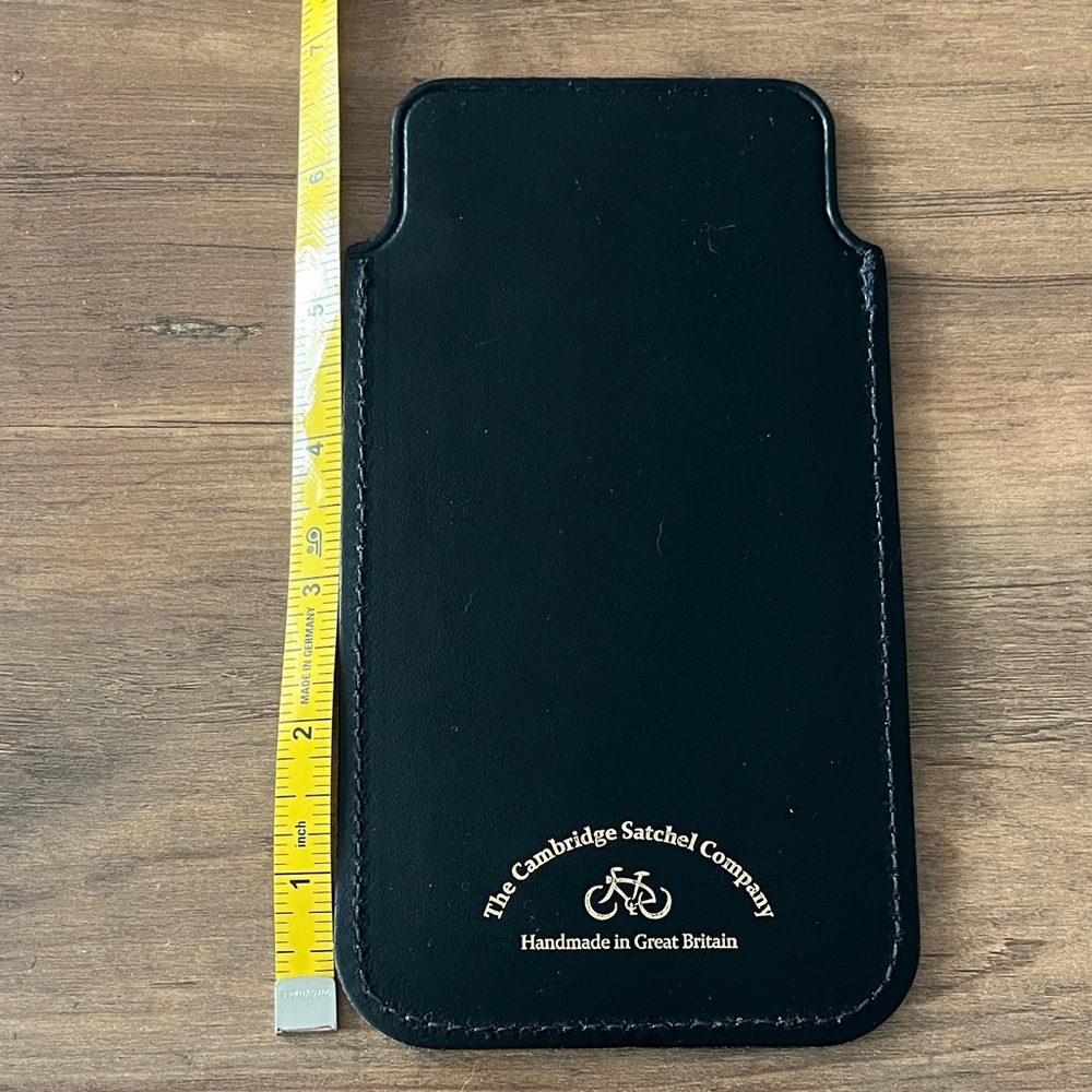 The Cambridge Satchel Company Black Leather Phone Sleeve with Gold Logo